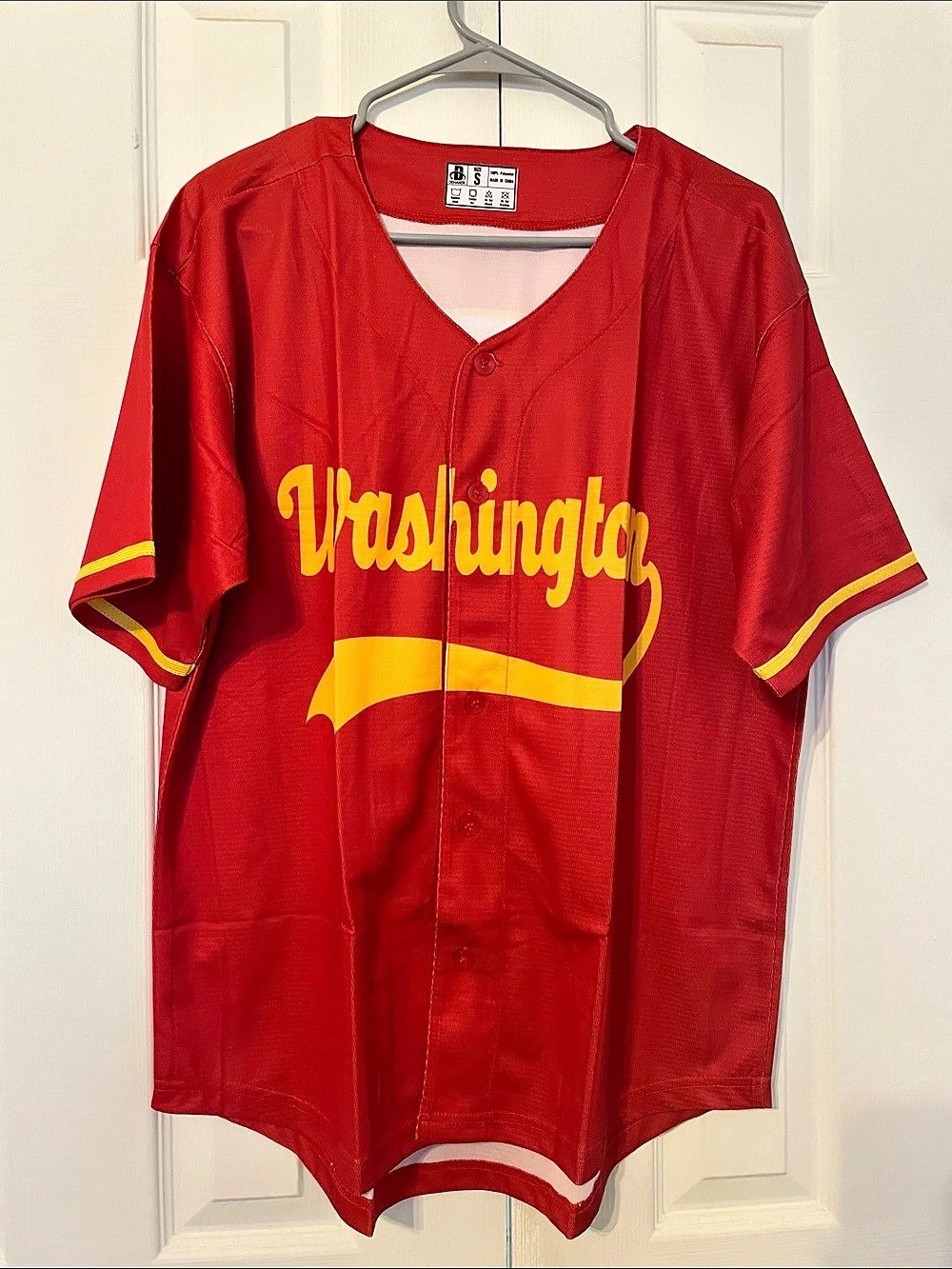 Dehaner Washington City Baseball Jersey Red & Yellow Small